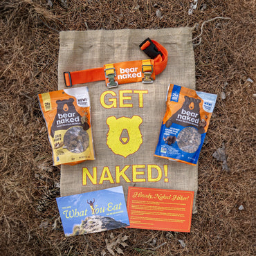Burlap bag reading "Get Naked"